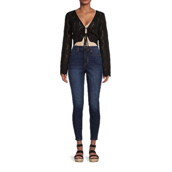 WOMENS JUNIORS SUPER High Rise Curvy Slim Jeans Leggings Pants Size 15 - Picture 5 of 8